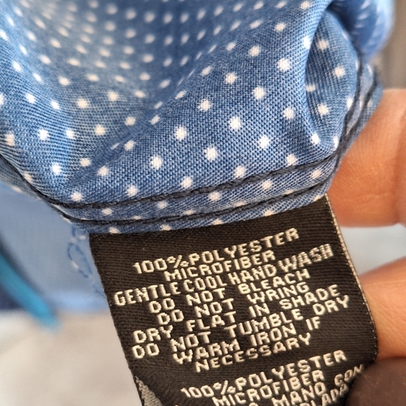 El General Shirt Cotton Navy Dotted Swiss SzXL Polyester Long Sleeve Collar/Cuff - Picture 9 of 13